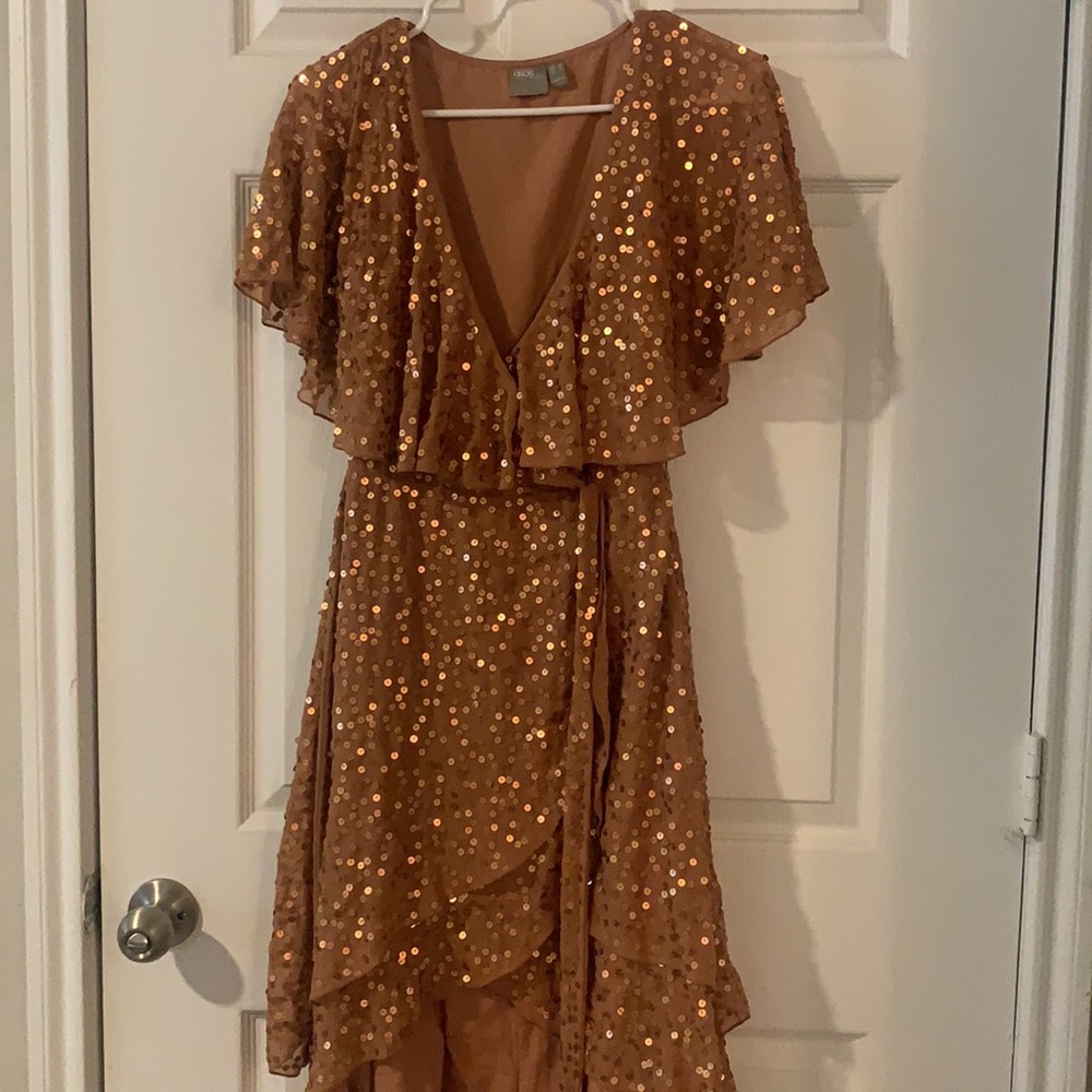 ASOS midi dress with cape back in scatter sequin